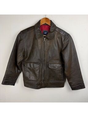 Vintage Gap Leather Jacket Kids Medium